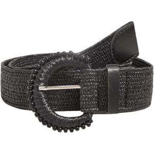imageVerdusa Womens Round Buckle Straw Belts Boho Braided Waist BeltBlack