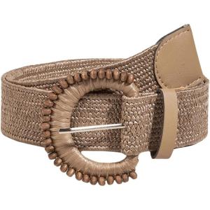 imageVerdusa Womens Round Buckle Straw Belts Boho Braided Waist BeltCoffee Brown