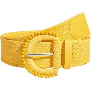 imageVerdusa Womens Round Buckle Straw Belts Boho Braided Waist BeltYellow
