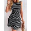 imageVerdusa Womens Casual Dresses 2025 Sleeveless Striped Mini Dress High Waisted A Line DressesBlack