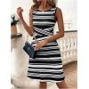 imageVerdusa Womens Casual Dresses 2025 Sleeveless Striped Mini Dress High Waisted A Line DressesBlack and White
