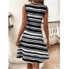 imageVerdusa Womens Casual Dresses 2025 Sleeveless Striped Mini Dress High Waisted A Line DressesBlack and White
