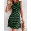 imageVerdusa Womens Casual Dresses 2025 Sleeveless Striped Mini Dress High Waisted A Line DressesGreen