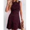 imageVerdusa Womens Casual Dresses 2025 Sleeveless Striped Mini Dress High Waisted A Line DressesRed