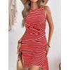 imageVerdusa Womens Casual Dresses 2025 Sleeveless Striped Mini Dress High Waisted A Line DressesRed and White