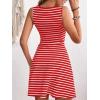 imageVerdusa Womens Casual Dresses 2025 Sleeveless Striped Mini Dress High Waisted A Line DressesRed and White