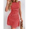 imageVerdusa Womens Casual Dresses 2025 Sleeveless Striped Mini Dress High Waisted A Line DressesRed and White