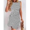 imageVerdusa Womens Casual Dresses 2025 Sleeveless Striped Mini Dress High Waisted A Line DressesWhite and Black