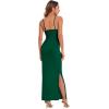 imageVerdusa Womens Cowl Neck Split Side Spaghetti Strap Long Cami DressDark Green
