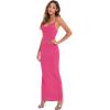imageVerdusa Womens Cowl Neck Split Side Spaghetti Strap Long Cami DressHot Pink