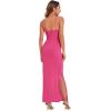 imageVerdusa Womens Cowl Neck Split Side Spaghetti Strap Long Cami DressHot Pink