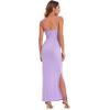 imageVerdusa Womens Cowl Neck Split Side Spaghetti Strap Long Cami DressLilac Purple