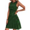 imageVerdusa Womens Casual Dresses 2025 Sleeveless Striped Mini Dress High Waisted A Line DressesGreen