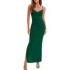 imageVerdusa Womens Cowl Neck Split Side Spaghetti Strap Long Cami DressDark Green