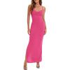 imageVerdusa Womens Cowl Neck Split Side Spaghetti Strap Long Cami DressHot Pink