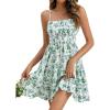imageVerdusa Womens Floral Print Ruched Sleeveless Ruffle Hem A Line Swing Cami DressGreen