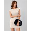 imageVerdusa Womens Backless Round Neck Cap Sleeve Bodycon Mini Clubwear DressBeige