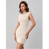 imageVerdusa Womens Backless Round Neck Cap Sleeve Bodycon Mini Clubwear DressBeige