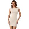 imageVerdusa Womens Backless Round Neck Cap Sleeve Bodycon Mini Clubwear DressBeige