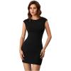 imageVerdusa Womens Backless Round Neck Cap Sleeve Bodycon Mini Clubwear DressBlack