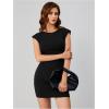 imageVerdusa Womens Backless Round Neck Cap Sleeve Bodycon Mini Clubwear DressBlack