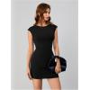 imageVerdusa Womens Backless Round Neck Cap Sleeve Bodycon Mini Clubwear DressBlack