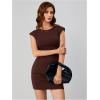 imageVerdusa Womens Backless Round Neck Cap Sleeve Bodycon Mini Clubwear DressCoffee Brown