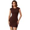 imageVerdusa Womens Backless Round Neck Cap Sleeve Bodycon Mini Clubwear DressCoffee Brown