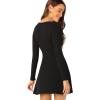 imageVerdusa Womens Elegant Deep V Neck Long Sleeve Ribbed Short Skater DressBlack