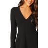 imageVerdusa Womens Elegant Deep V Neck Long Sleeve Ribbed Short Skater DressBlack