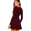 imageVerdusa Womens Elegant Deep V Neck Long Sleeve Ribbed Short Skater DressBurgundy