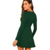 imageVerdusa Womens Elegant Deep V Neck Long Sleeve Ribbed Short Skater DressGreen