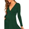 imageVerdusa Womens Elegant Deep V Neck Long Sleeve Ribbed Short Skater DressGreen