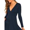 imageVerdusa Womens Elegant Deep V Neck Long Sleeve Ribbed Short Skater DressNavy