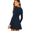 imageVerdusa Womens Elegant Deep V Neck Long Sleeve Ribbed Short Skater DressNavy