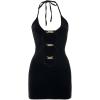 imageVerdusa Womens Going Out Dresses Cutout Front Sleeveless Open Back Halter Bodycon Mini DressBlack