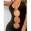 imageVerdusa Womens Going Out Dresses Cutout Front Sleeveless Open Back Halter Bodycon Mini DressBlack