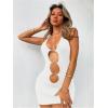imageVerdusa Womens Going Out Dresses Cutout Front Sleeveless Open Back Halter Bodycon Mini DressCream White