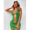 imageVerdusa Womens Going Out Dresses Cutout Front Sleeveless Open Back Halter Bodycon Mini DressGreen