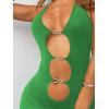 imageVerdusa Womens Going Out Dresses Cutout Front Sleeveless Open Back Halter Bodycon Mini DressGreen