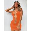 imageVerdusa Womens Going Out Dresses Cutout Front Sleeveless Open Back Halter Bodycon Mini DressOrange