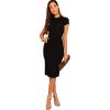 imageVerdusa Womens Round Neck Short Sleeve Bodycon Pencil DressBlack