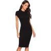 imageVerdusa Womens Round Neck Short Sleeve Bodycon Pencil DressBlack