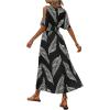 imageVerdusa Womens Summer Maxi Casual Dresses 2024 Cold Shoulder V Neck Short Sleeve DressBlack and White