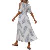 imageVerdusa Womens Summer Maxi Casual Dresses 2024 Cold Shoulder V Neck Short Sleeve DressBlue and White