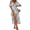 imageVerdusa Womens Summer Maxi Casual Dresses 2024 Cold Shoulder V Neck Short Sleeve DressBlue and White