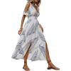 imageVerdusa Womens Summer Maxi Casual Dresses 2024 Cold Shoulder V Neck Short Sleeve DressBlue and White