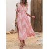imageVerdusa Womens Summer Maxi Casual Dresses 2024 Cold Shoulder V Neck Short Sleeve DressPink