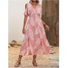 imageVerdusa Womens Summer Maxi Casual Dresses 2024 Cold Shoulder V Neck Short Sleeve DressPink