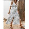 imageVerdusa Womens Summer Maxi Casual Dresses 2024 Cold Shoulder V Neck Short Sleeve DressWhite and Green